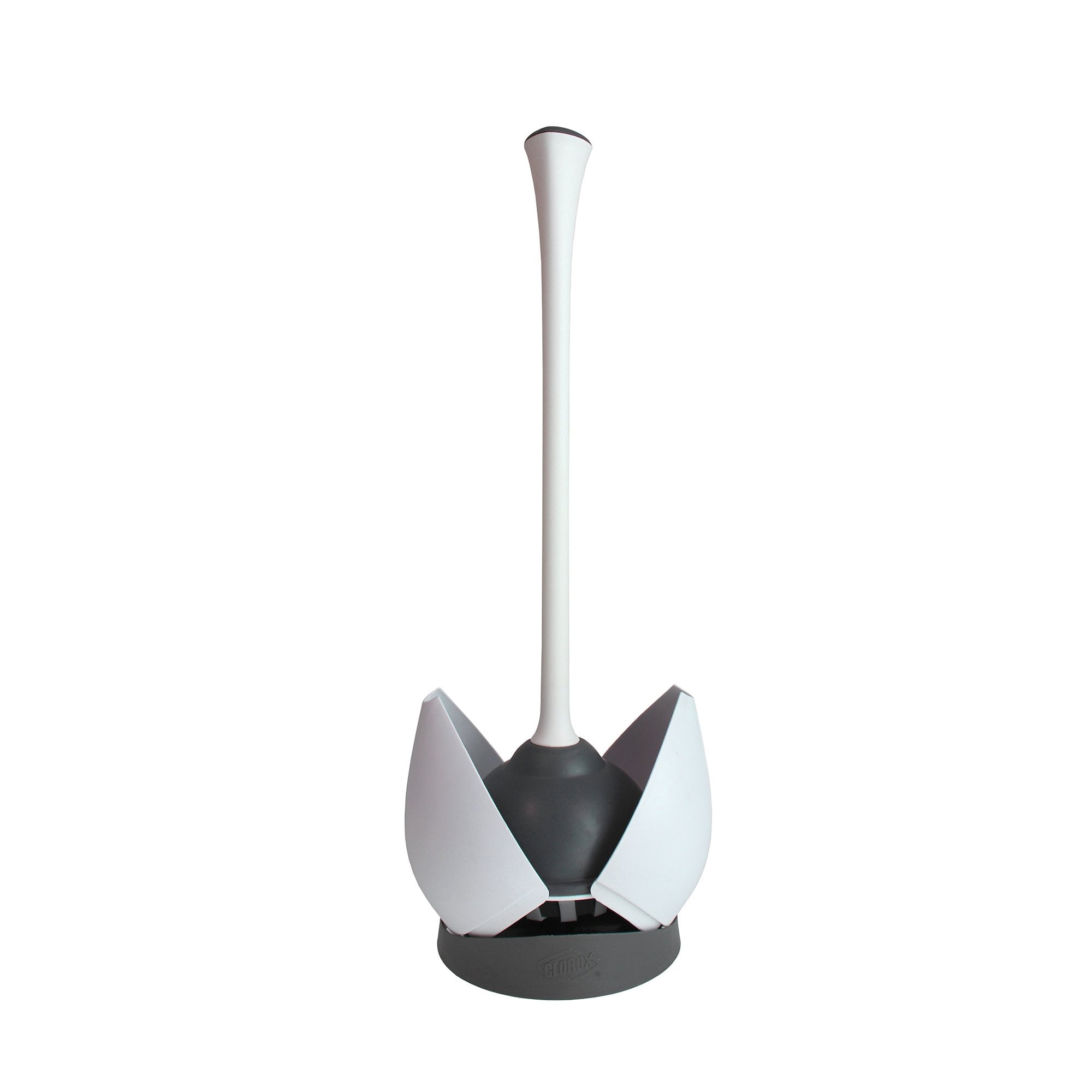 White Ergonomic Toilet Plunger with Hideaway Caddy