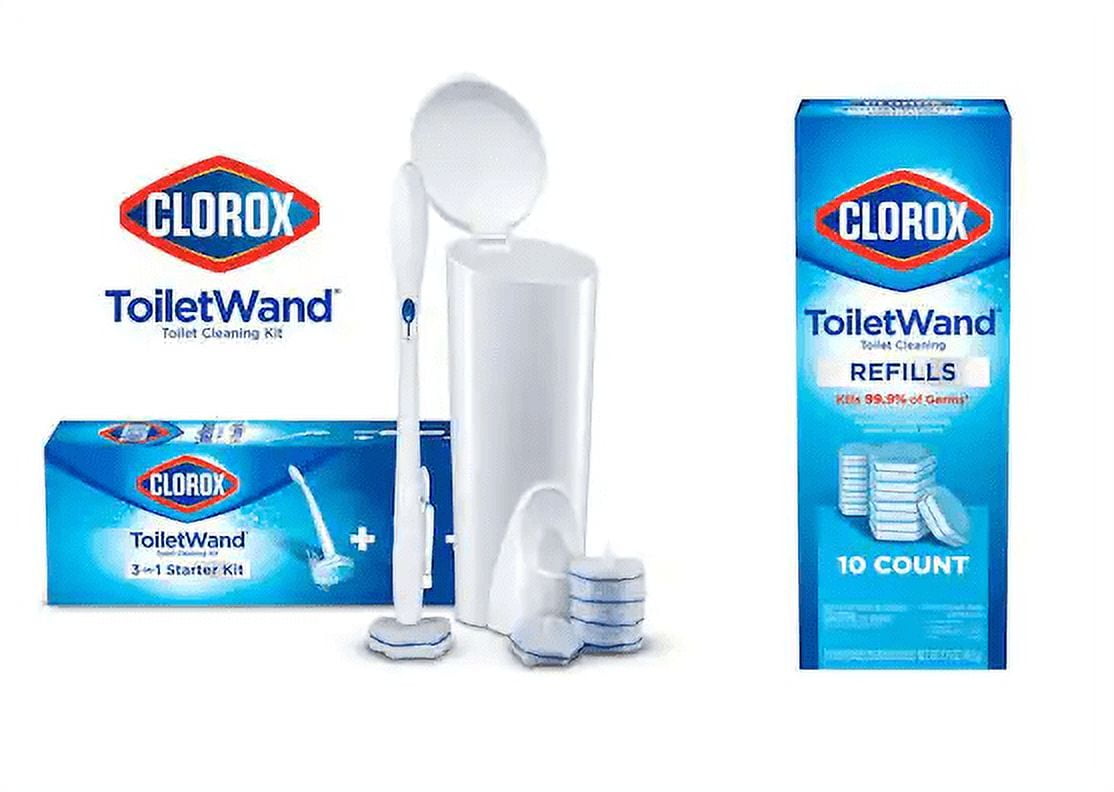 Clorox Toilet Wand Disinfecting Disposable Toilet Cleaning System Storage Caddy and 16 Disinfecting Refill Heads