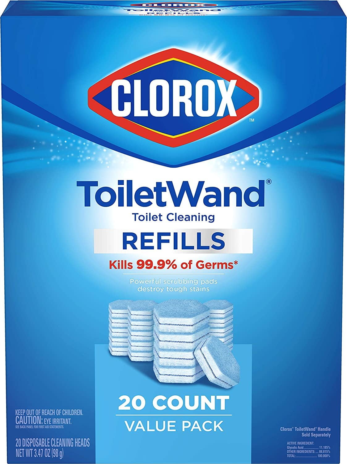 Clorox ToiletWand Disinfecting Refills, Disposable Wand Heads - 20 Count