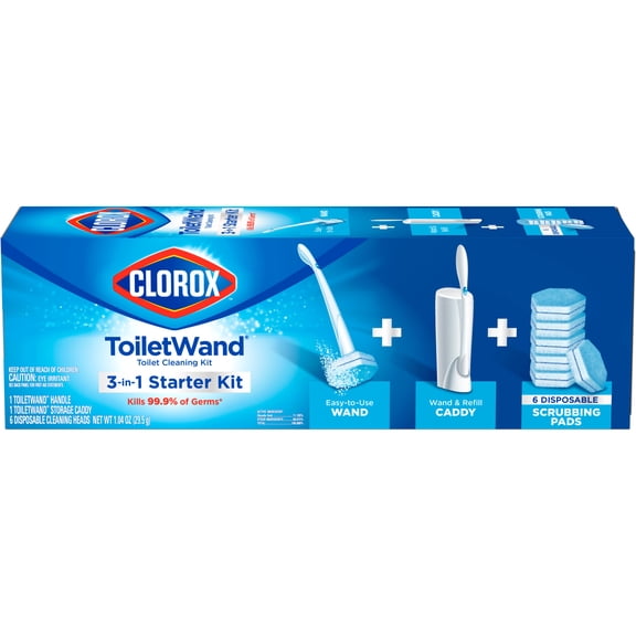 Clorox ToiletWand All in One Toilet Cleaning System, ToiletWand, Storage Caddy and 6 Refills