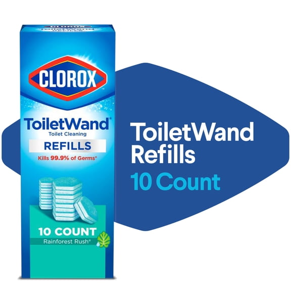 Clorox ToiletWand Disinfecting Brush Refills, Disposable Toilet Bowl Cleaner, Rainforest Rush, 10 Count