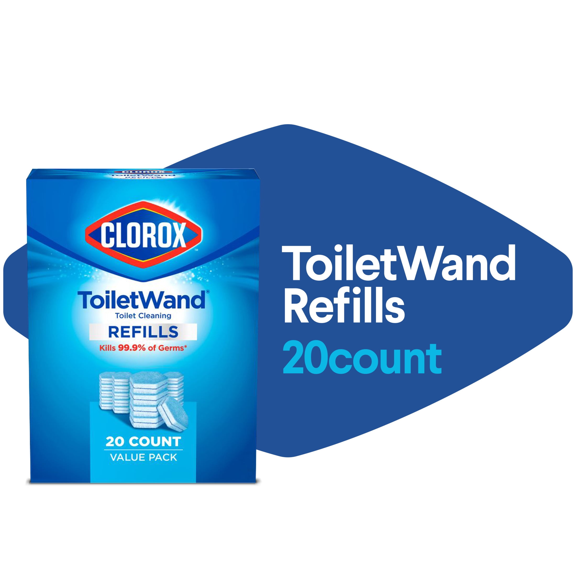 Clorox ToiletWand Disinfecting Brush Refills, Toilet Bowl Cleaner Disposable Wand Heads, 20 Count