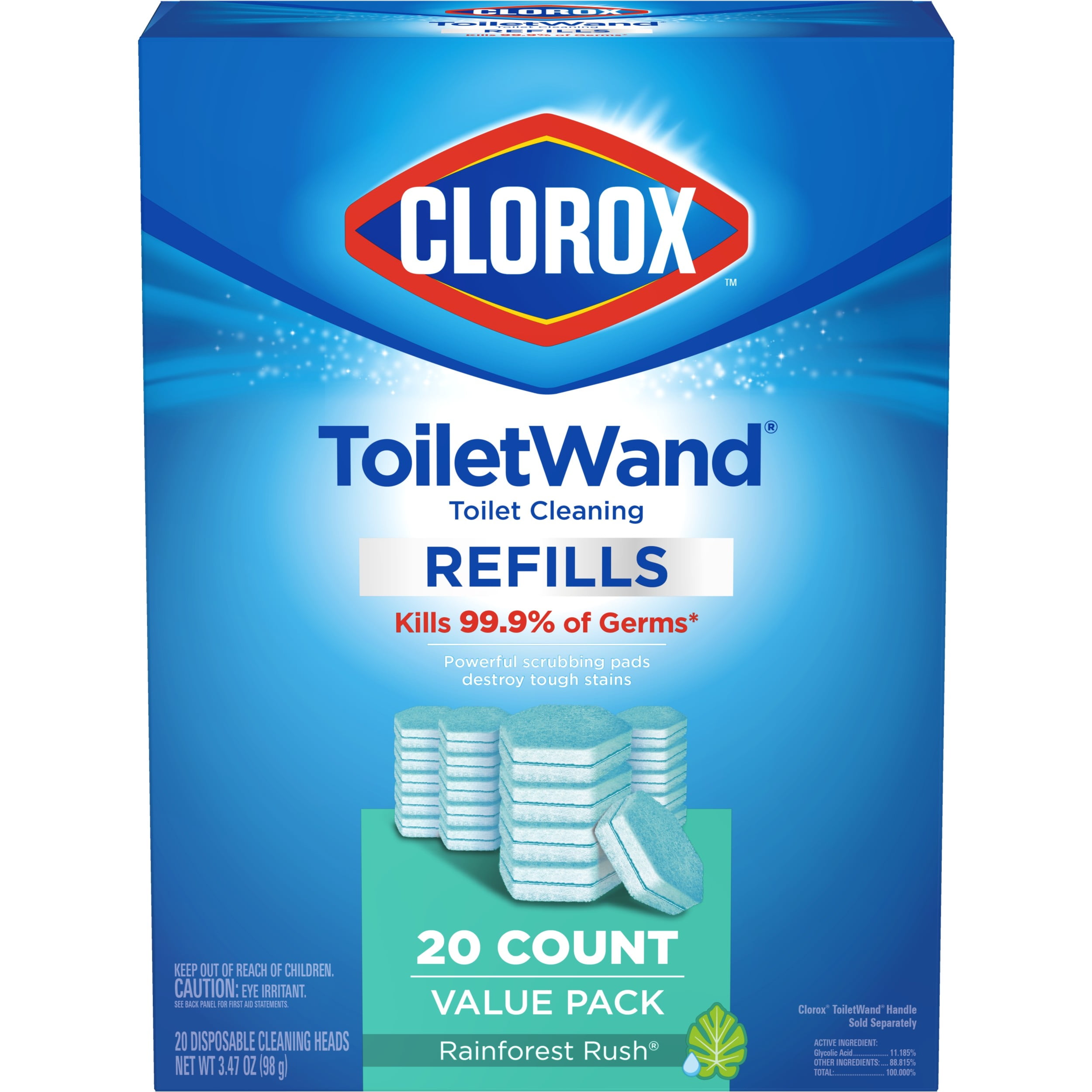 Clorox ToiletWand Toilet Cleaning Refills, Value Pack - 20 cleaning heads, 3.47 oz