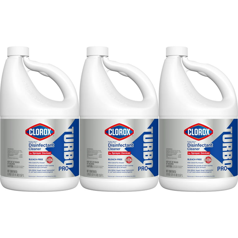  CloroxPro Turbo Pro Disinfectant Cleaner for Sprayer Devices,  Bleach-Free Healthcare Cleaning and Industrial Cleaning, Kills Cold and Flu  Viruses, 121 Fl. Oz. (Pack of 3) - 60091 : Health & Household