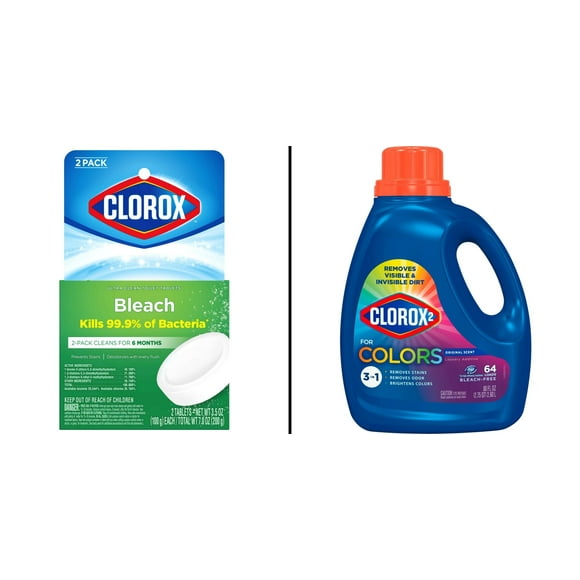 Clorox Ultra Clean Toilet Tablets Bleach 2 ct & Clorox 2 for Colors 3-in-1 Laundry Additive 88 oz