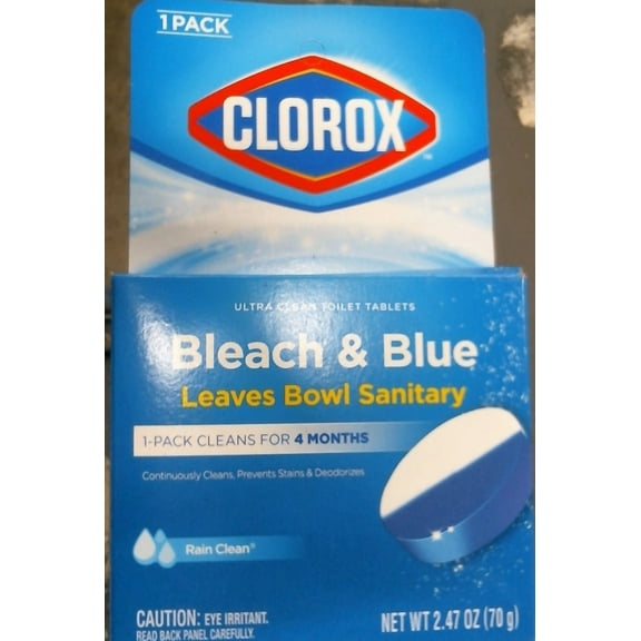 Clorox Ultra Clean Toilet Tablets Bleach & Blue, Rain Clean Scent 2.47 Ounces