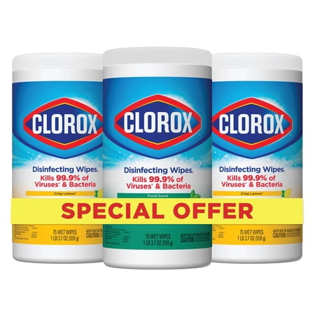 Clorox Value Pack, Bleach Free, 75 Count, Pack Of 3