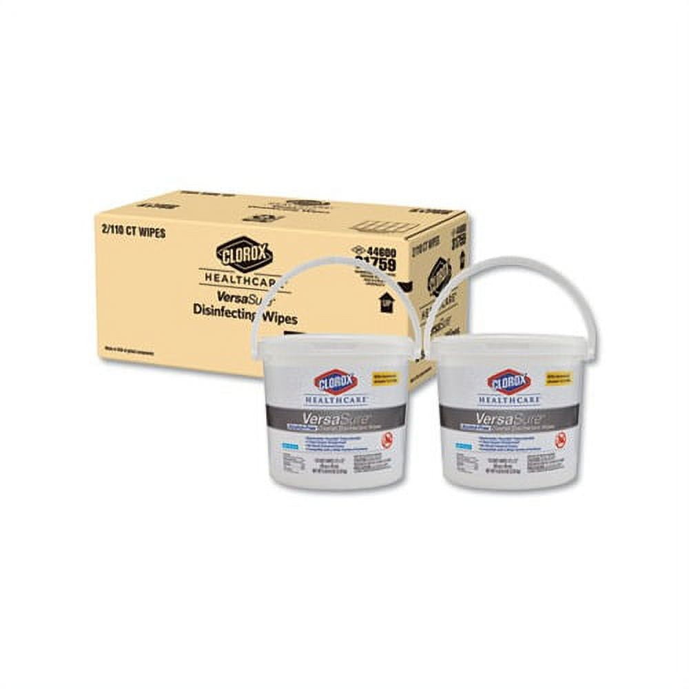 VersaSure Cleaner Disinfectant Wipes 1-Ply, 12" x 12", White, 110/Bucket, 2/CT