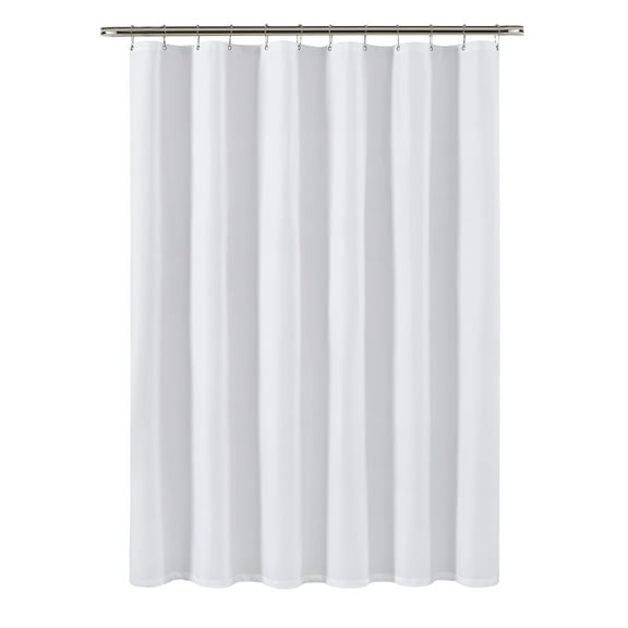 Clorox Waterproof Fabric Shower Curtain, Durable Fabric, Weighted Magnets - 72" x 72", White