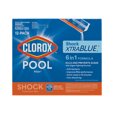 Clorox XtraBlue2 Kills Bacteria Swimming Pool Chemicals, (12 Pack)