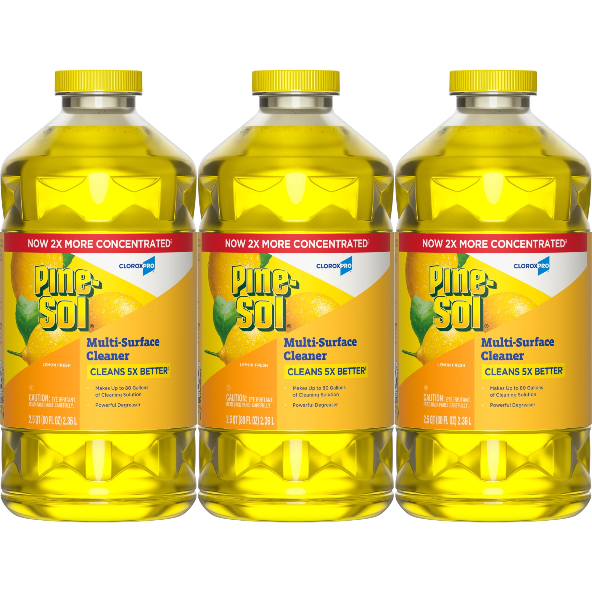 CloroxPro Pine-Sol Multi-Surface Cleaner, Lemon Fresh, 80 Fl Oz, Pack Of 3 Bottles