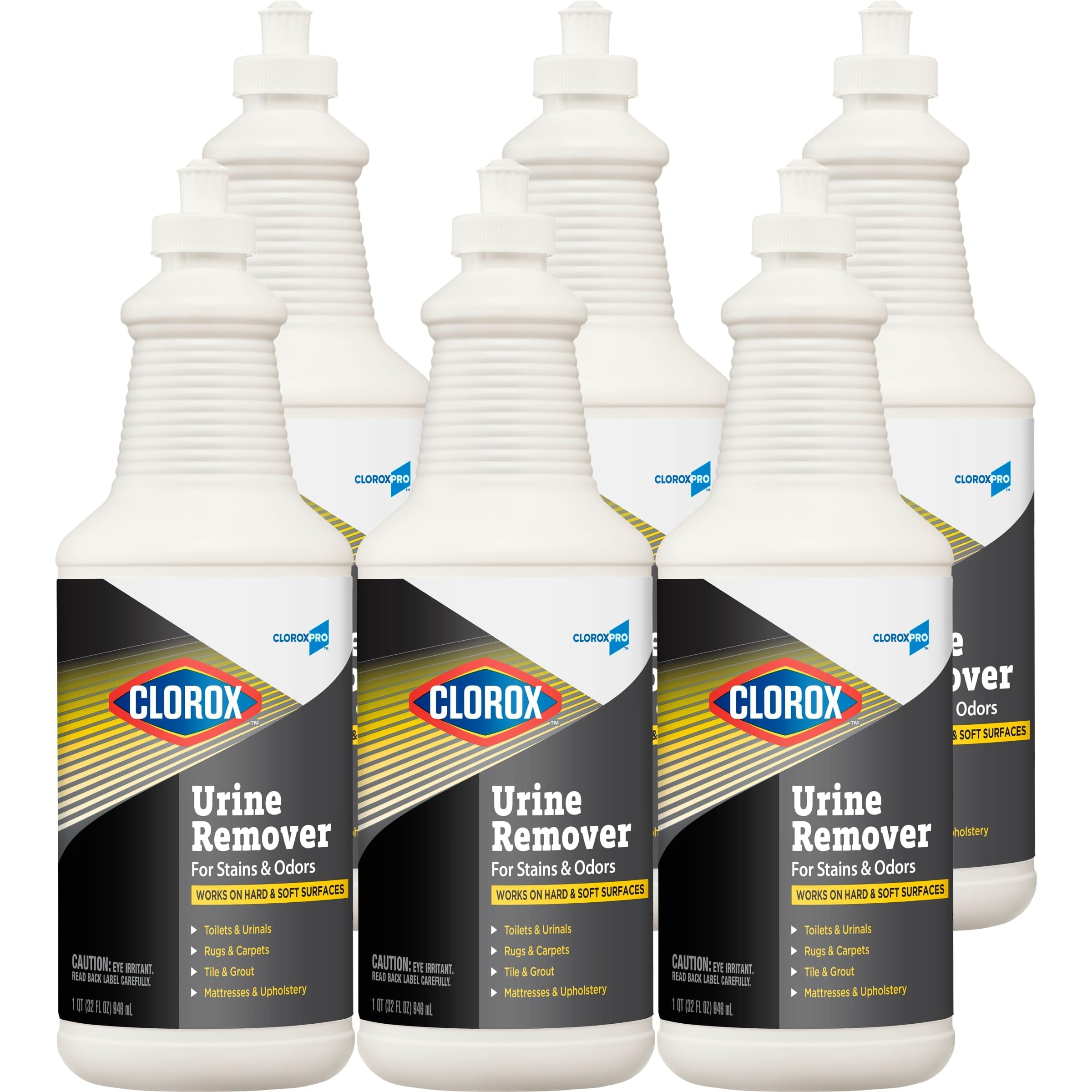 CloroxPro Urine Remover for Stains and Odors Pull Top - 32 fl oz (1 quart) - 6 / Carton - Bleach-free - White