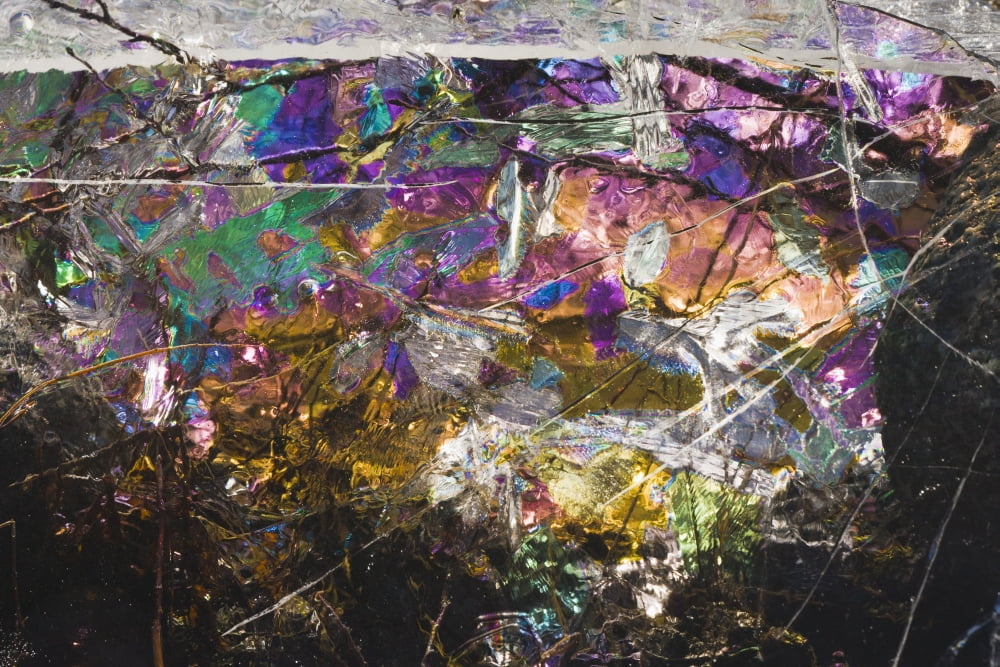 Close Up Detail Of Ice Patterns In A Frozen Meltwater Pond Caused By A Sudden Change In Water Level Denali Highway Southcentral Alaska Spring Canvas Art - Kevin Smith Design Pics (38 x 24)