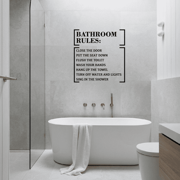 Close The Door Put The Seat Down - Bathroom Rules Quotes Vinyl Wall Art Sticker Decal Home Bathroom Rest Room Comfort Room Signage Ladies Gentlemen Toilet Room Wall Design Reminders Size (30x40 inch)