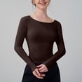 thumbnail image 1 of Close Fitting Shirts for Women Autumn Winter Seamless Layering Shirts with Long Sleeve Solid Color Crew High Neck Lightweight Breathable Warm Inner Fitness Tops, 1 of 4
