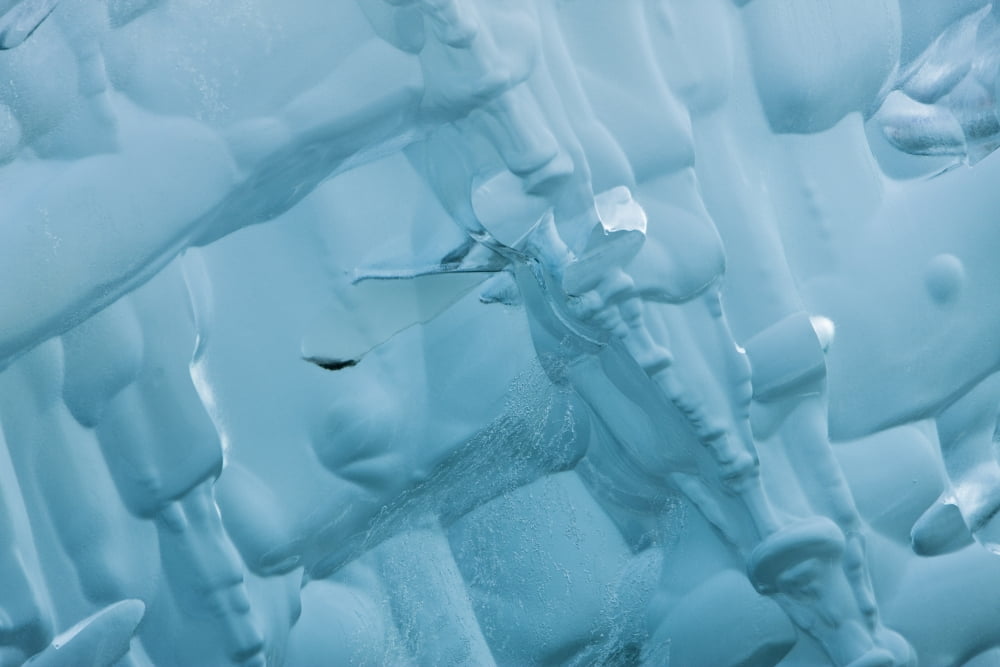 Close Up Of Ice Patterns On A Iceberg Calved From Dawes Glacier In Endicott Arm Fjord In The Inside Passage Of Southeast Alaska Canvas Art - Ray Bulson Design Pics (34 x 22)