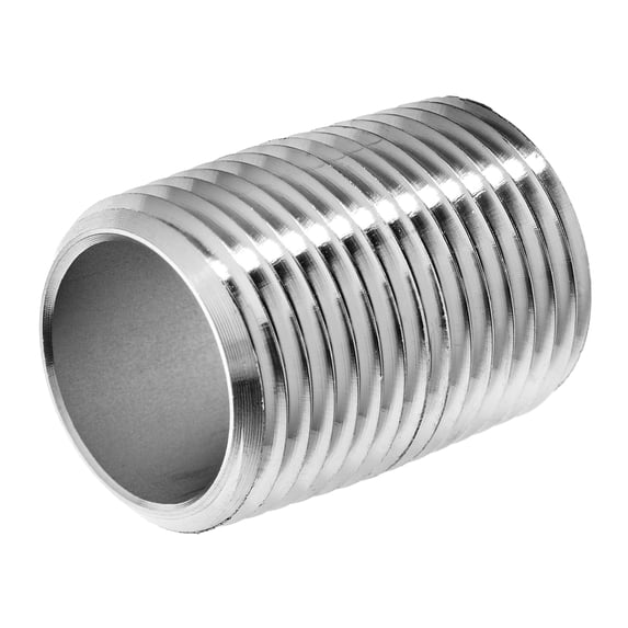 Close Nipple - 304 Stainless Steel - Schedule 80 - Welded - Fully Threaded - 3/4" BSPT - 1-3/8" Long