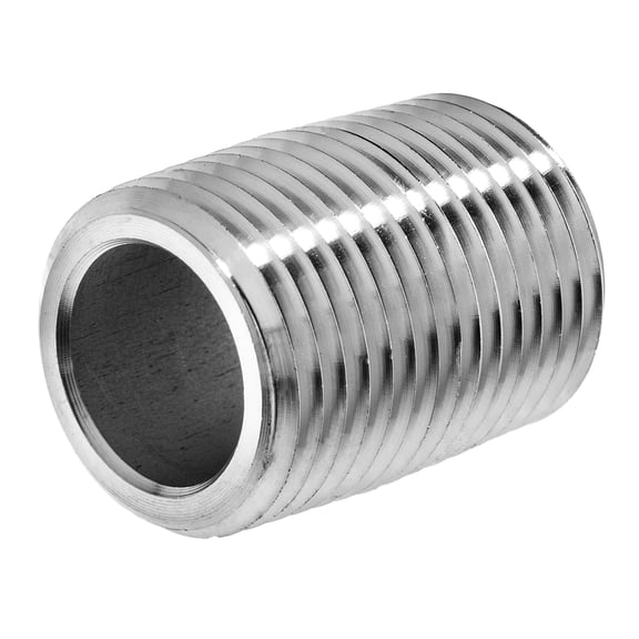 Close Nipple - 316 Stainless Steel - Schedule 80 - Seamless - Fully Threaded - 2" NPT - 2" Long