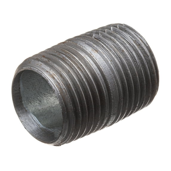 Close Nipple - Galvanized Steel - Schedule 40 - Welded - Fully Threaded - 1/2" BSPT - 1-1/8" Long