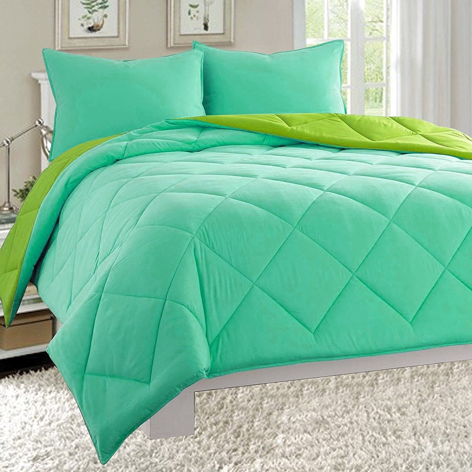 Close Out Deal , 3pc Comforter Set-King/Cal King, Aqua/Lime