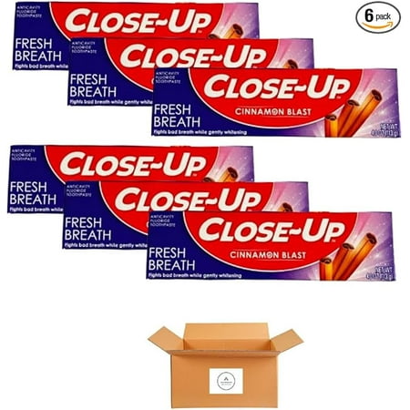 Close-Up Fluoride Toothpaste, Freshening Cinnamon Red Gel 4 oz (Pack of 6)