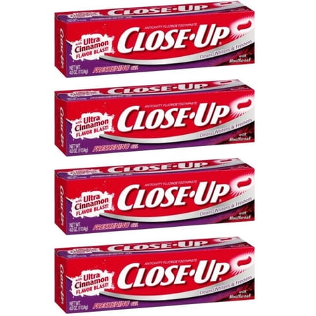 Close-Up Fluoride Toothpaste, Freshening Red Gel 4 oz (Pack of 4)