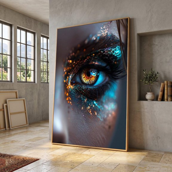 Close-Up Glitter Eye Wall Art Print, Unframed Paper Poster 8x10in