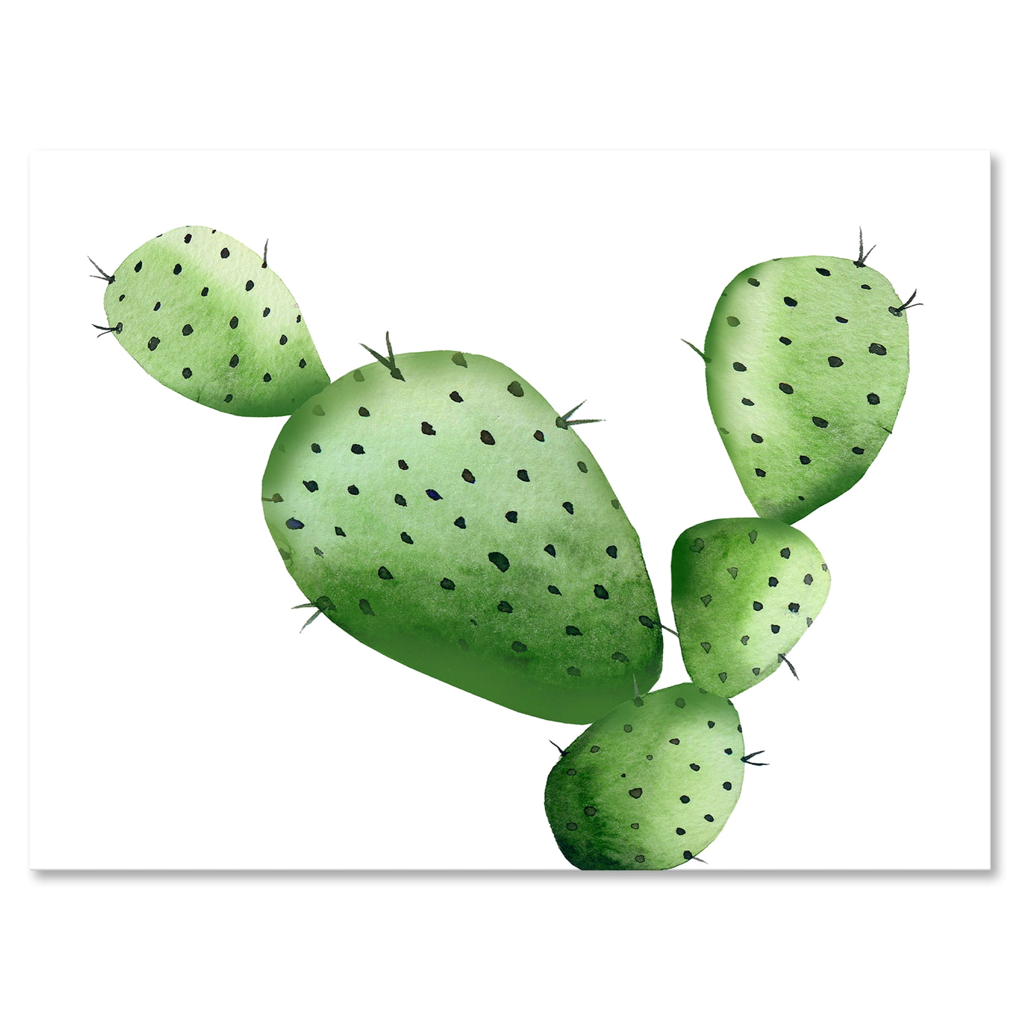 Close Up Green Southwestern Cactus 8 in x 12 in Painting Canvas Art Print, by Designart
