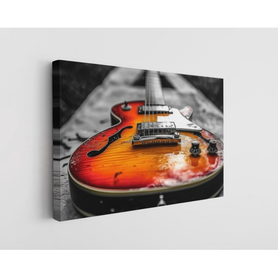 Close-Up Guitar on Black and White Background Canvas Wall Art - High-Quality Music Print - Handcrafted Modern Decor - Stylish Wall Art - Gift for Home or Office