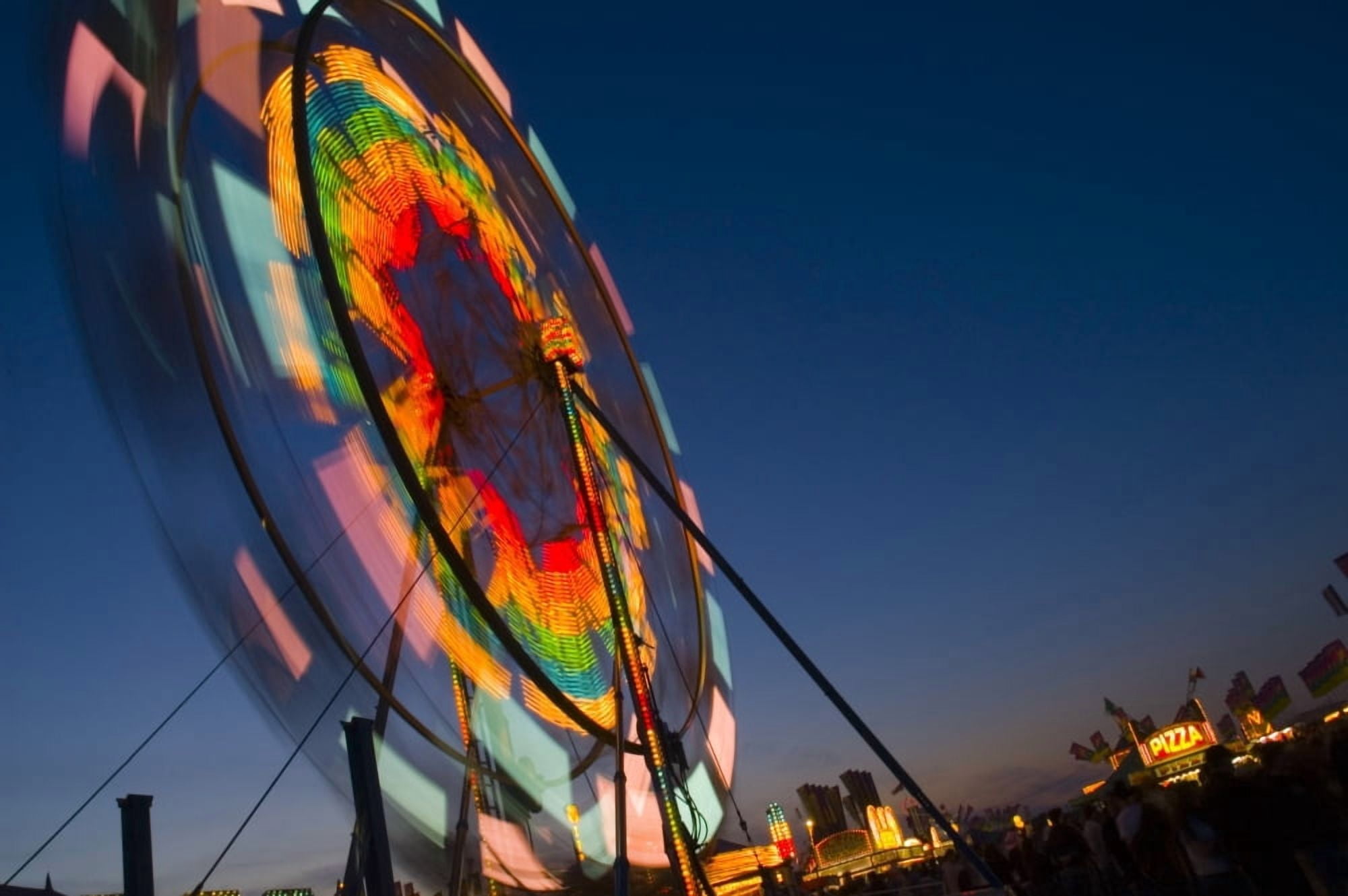 Close Up Of A Ferris Wheel At Night Canvas Art - Corey Hochachka Design Pics (17 x 11)