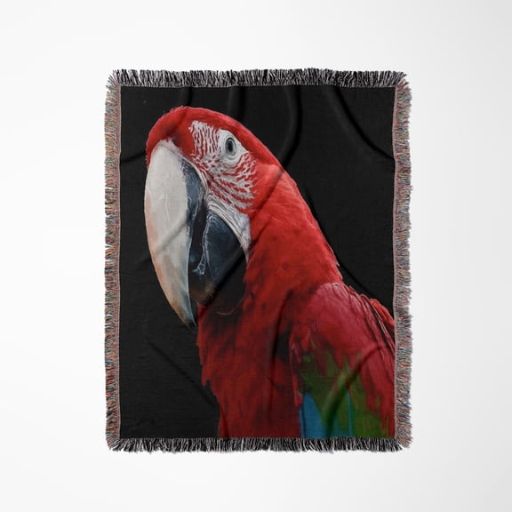 Close-Up Of A Green Winged Macaw Parrot, Woven Blanket