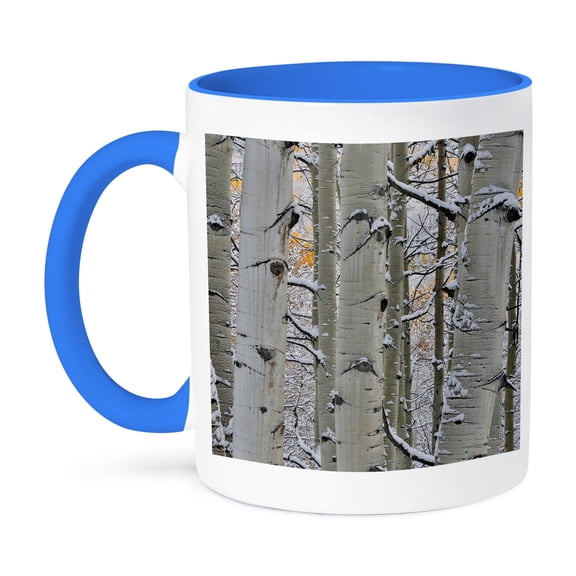 3drose, Close Up of Aspen Tree, Keebler Pass, Rocky Mountains, Colorado, 11oz Two-tone Blue Mug