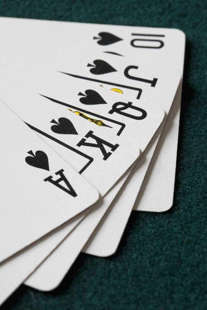 Close-Up Of Blackjack Playing Cards Showing Spades Royal Flush Canvas Art - Michael Interisano Design Pics (12 x 19)
