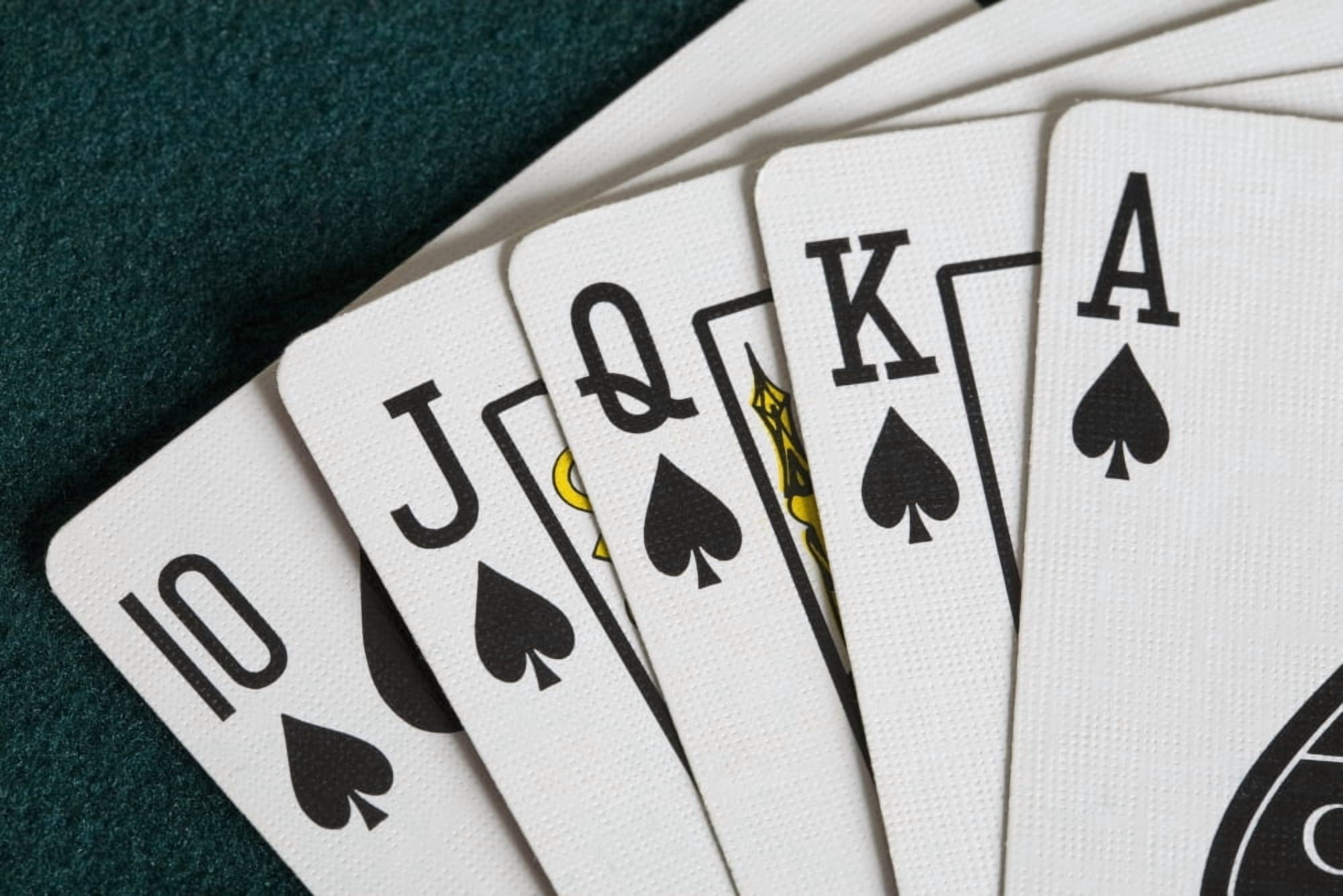 Close-Up Of Blackjack Playing Cards Showing Spades Royal Flush Canvas Art - Michael Interisano  Design Pics (19 x 12)