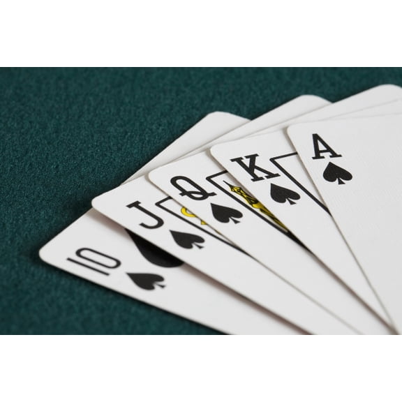 Close-Up Of Blackjack Playing Cards Showing Spades Royal Flush Poster Print