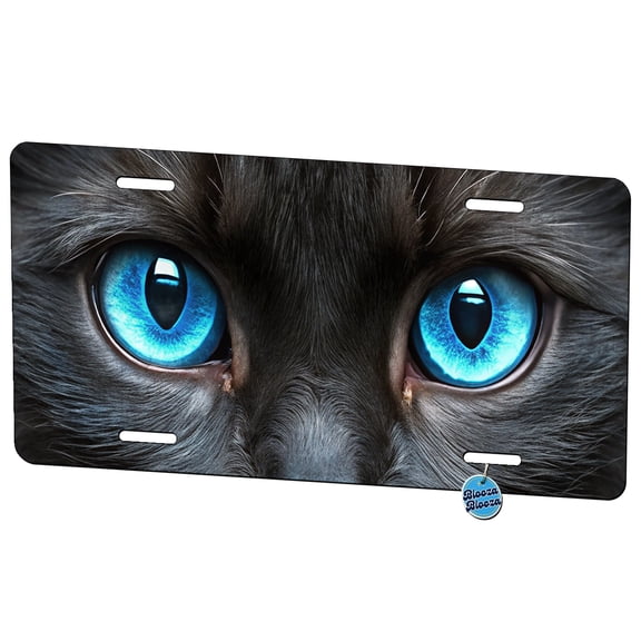 Close-Up Of Blue Cat Eyes Metal Novelty License Plate