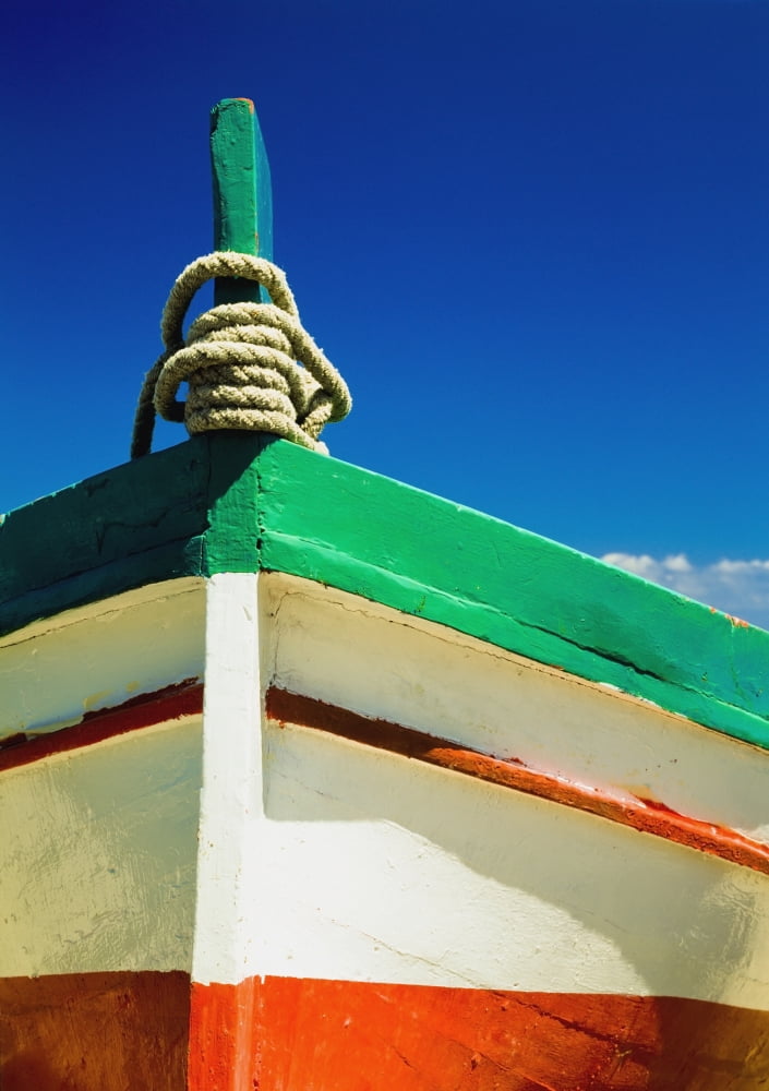 Close Up Of Bow Of Fishing Boat Painted With Italian Colors Canvas Art - Ellen Rooney  Design Pics (26 x 36)