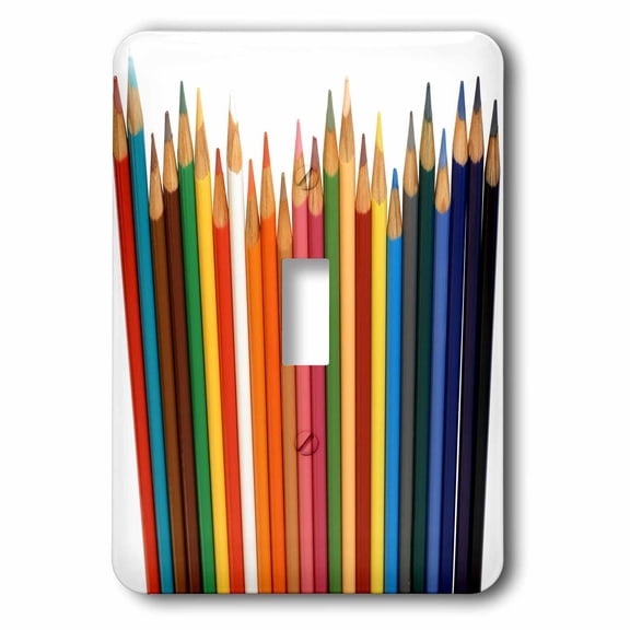 3dRose, Close Up Of Coloured Crayons or Pencils, single toggle switch