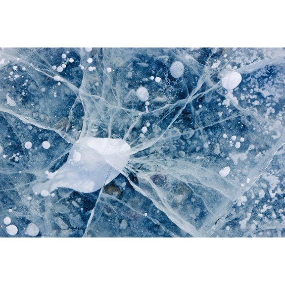 Close Up Of Cracks In The Ice Of Nenana River Near Denali National Park Southcentral Alaska Winter Canvas Art - Kevin Smith Design Pics (19 x 12)
