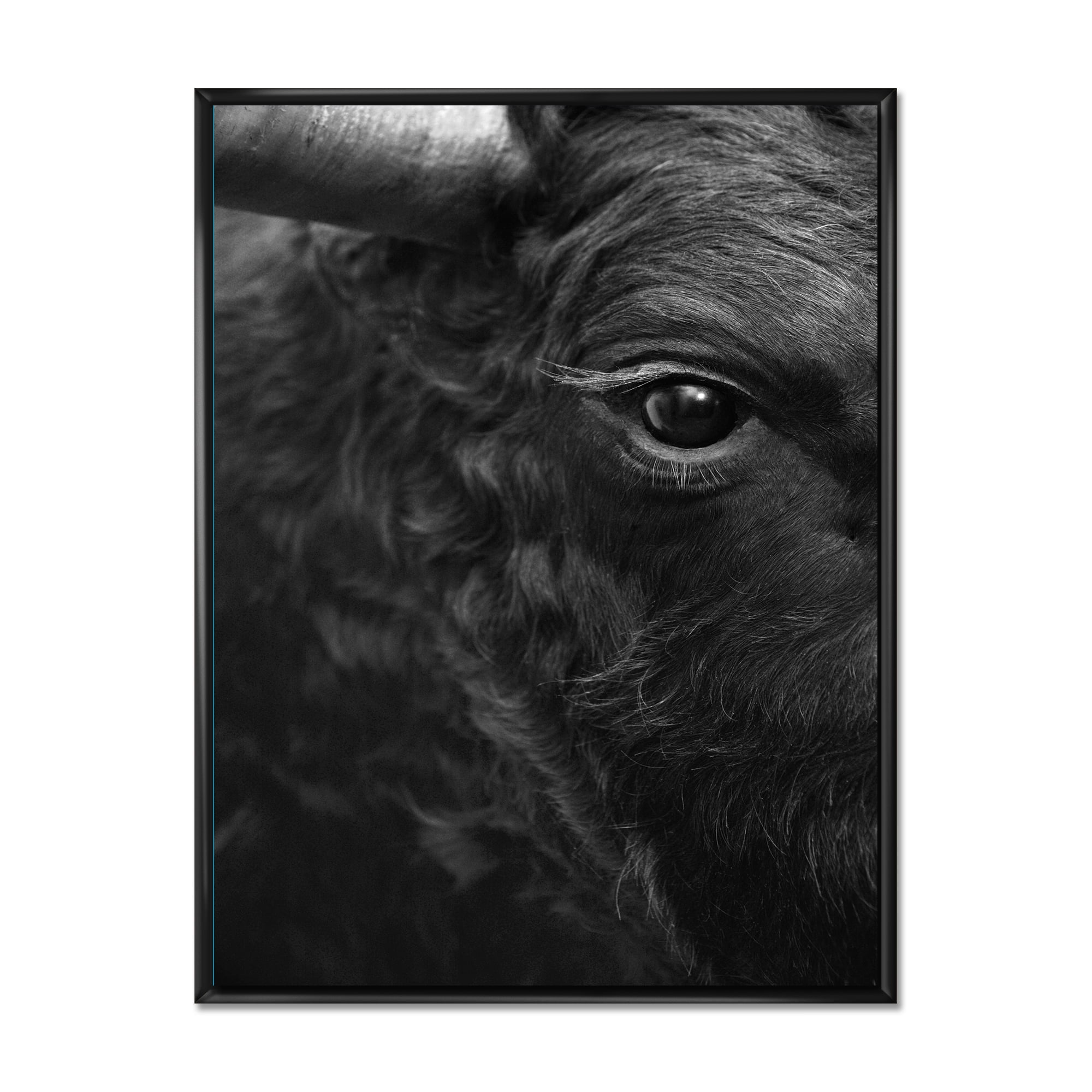Close Up Of Eye Of A Bull 12 in x 20 in Framed Painting Canvas Art Print, by Designart