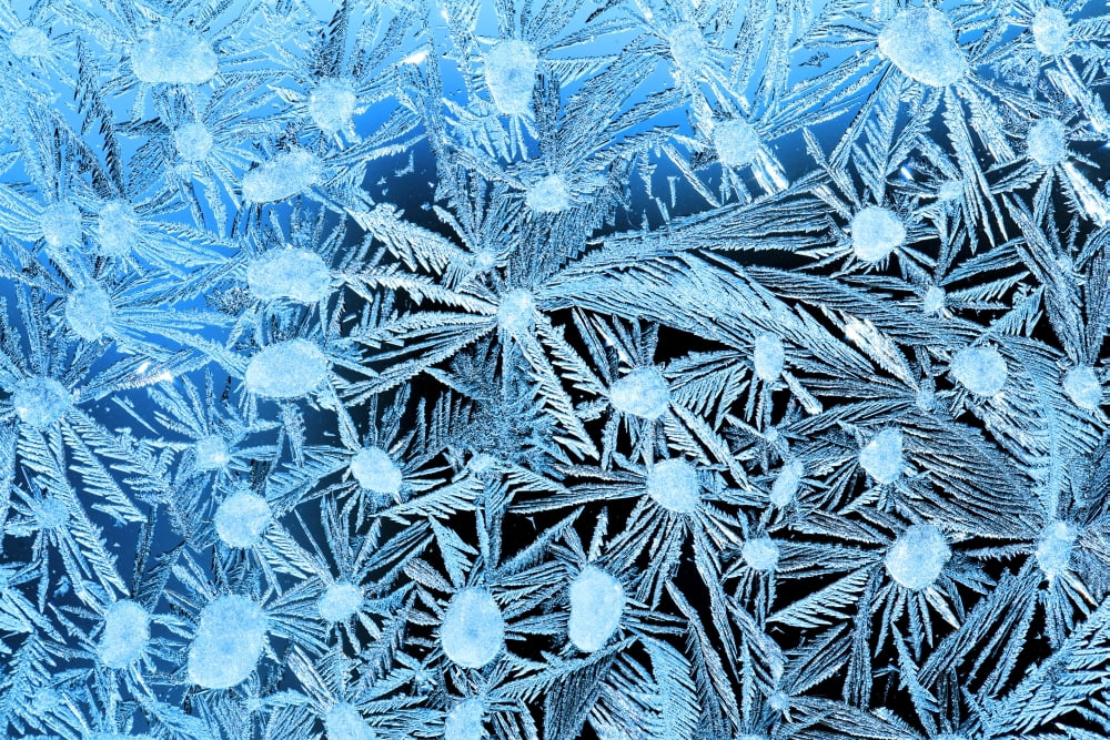 Close Up Of Frost Crystals With Cyan Lighting Calgary Alberta Canada Canvas Art - Michael Interisano Design Pics (20 x 13)