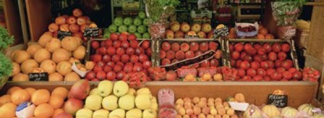 Close-Up Of Fruits In A Market Rue De Levy Paris France Canvas Art - Panoramic Images (18 x 7)