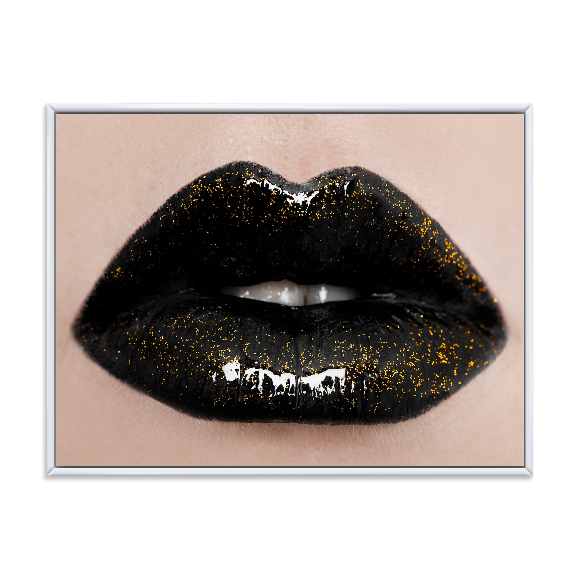 Close-Up Of Gorgeous Female Lips I 32 in x 16 in Framed Photography Canvas Art Print, by Designart
