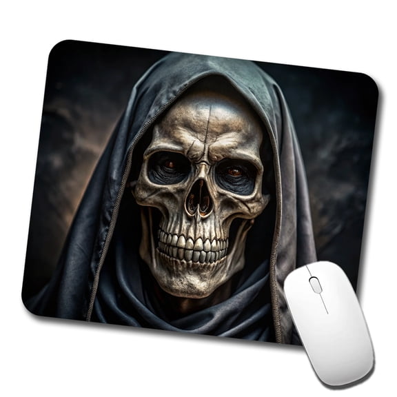 Close-Up Of Grim Reaper Skull Face Halloween Mouse Pad Low Profile Gaming Mat