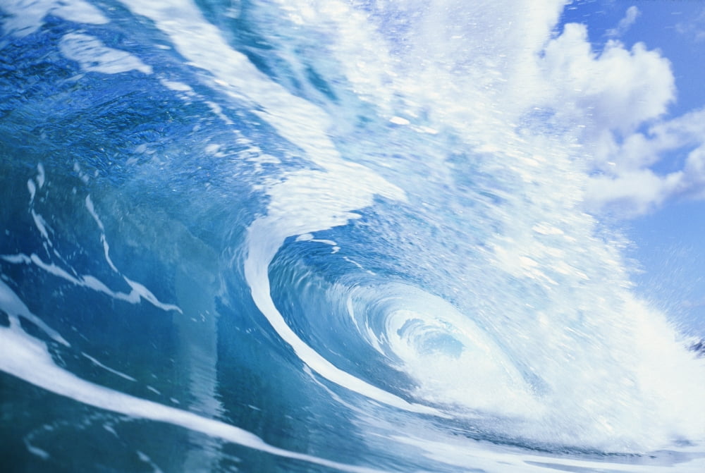 Close Up Of Large Curling Wave Canvas Art - Vince Cavataio Design Pics (38 x 24)
