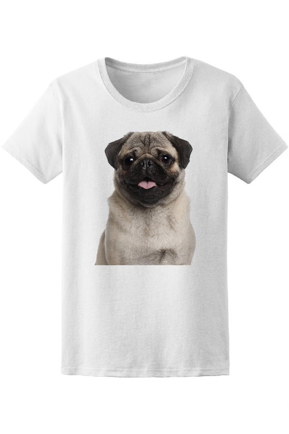 Close-Up Of Pug With Tongue Tee Women's -Image by Shutterstock