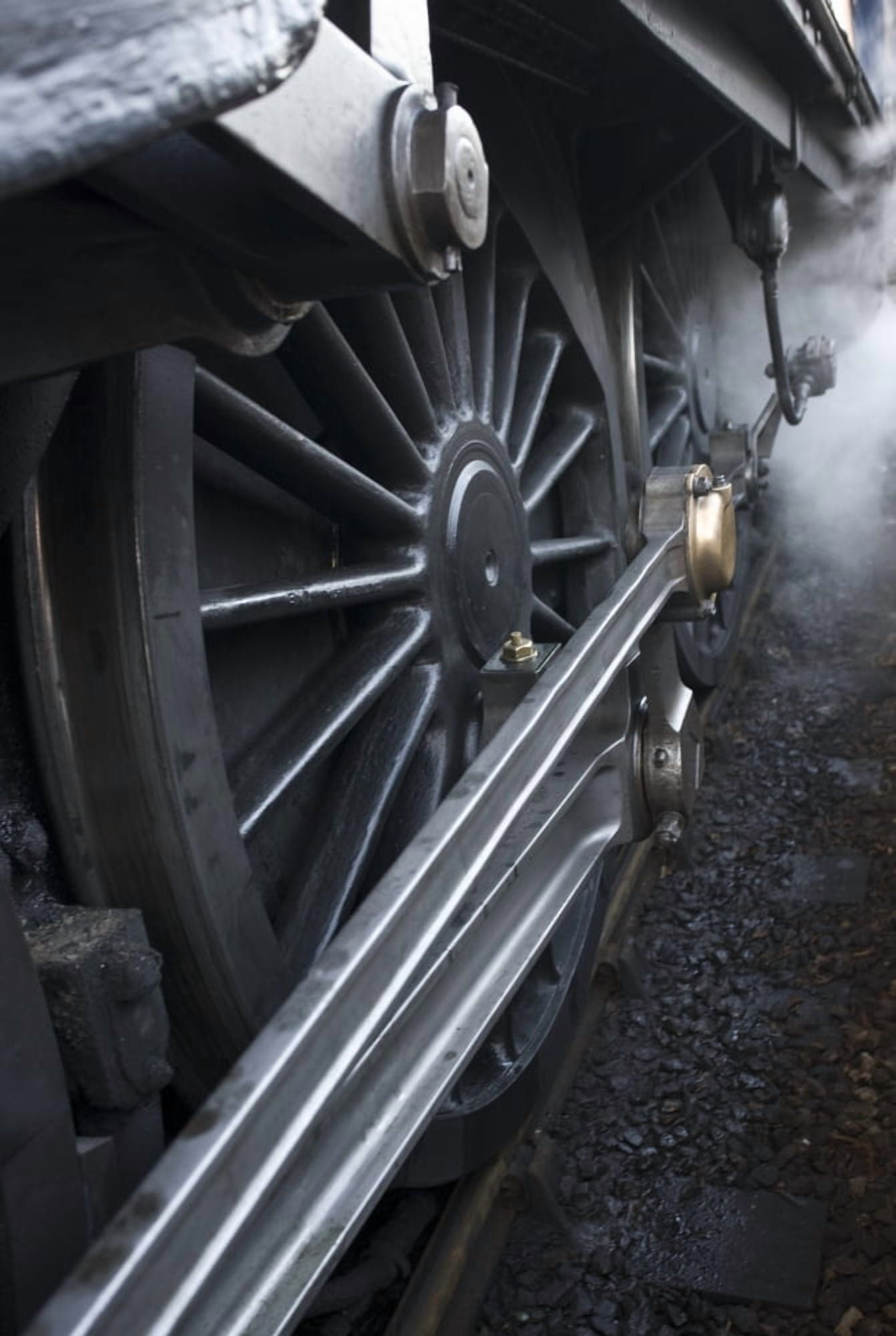 Close-Up Of Steam Engine Train Wheel Canvas Art - John Short Design Pics (22 x 34)