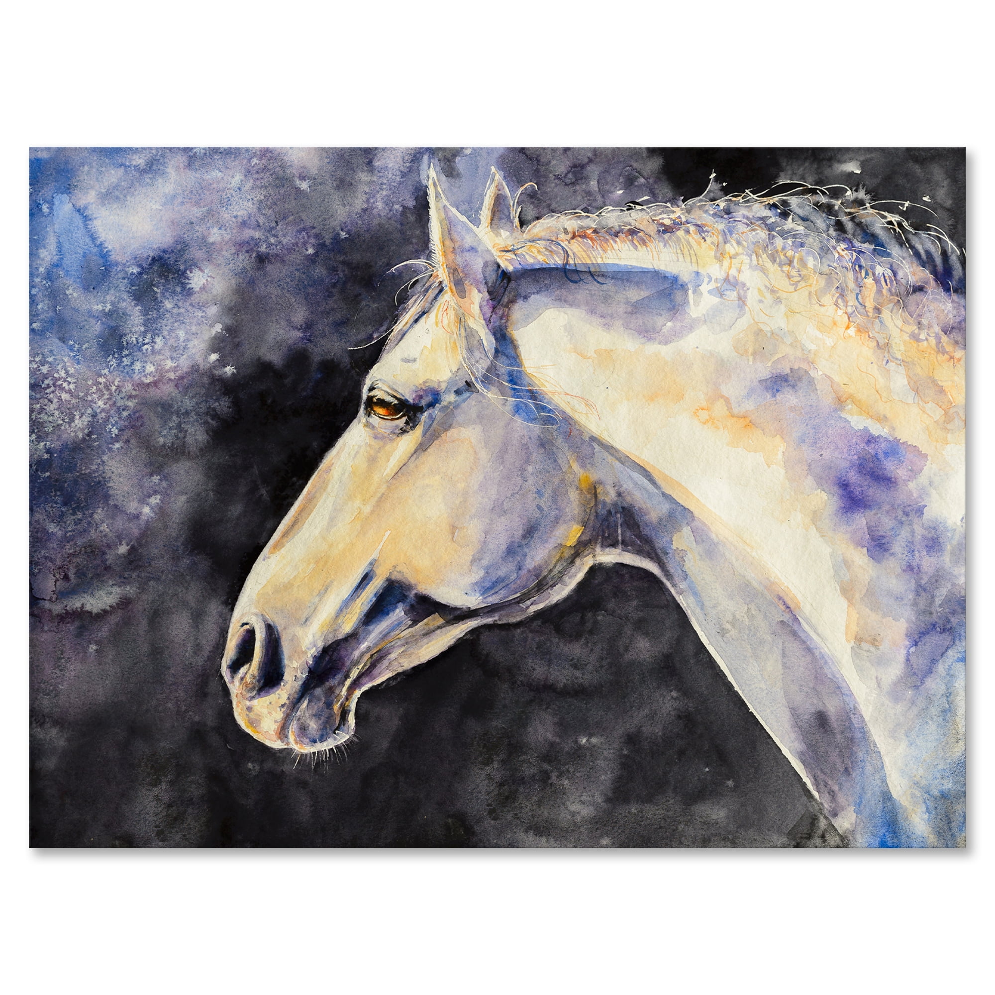 Close Up Of The Head of A Lipizzan Horse 32 in x 24 in Painting Canvas Art Print, by Designart