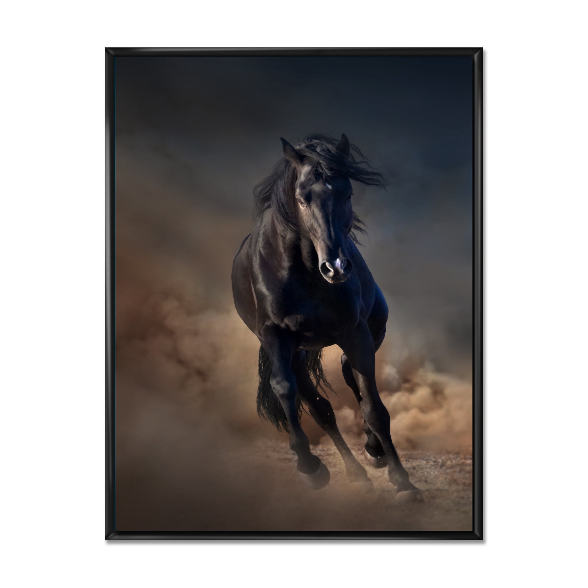 Close Up Of Thoroughbred Nonius Stallion Horse I 24 in x 32 in Framed Painting Canvas Art Print, by Designart