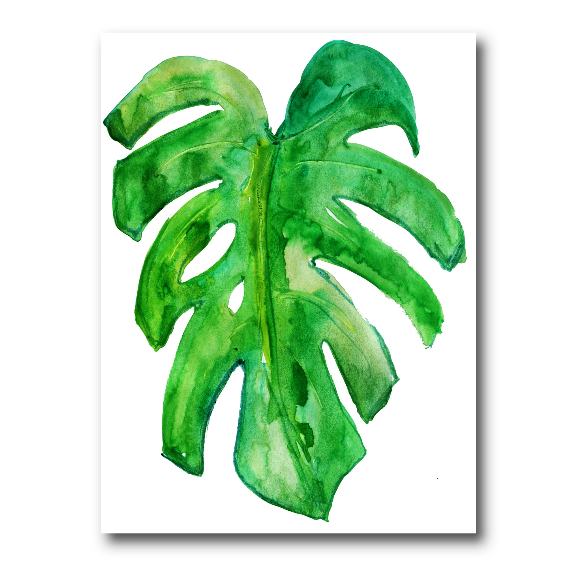 Green Tropical Monstera Leaf Canvas Art Print with Metal Frame